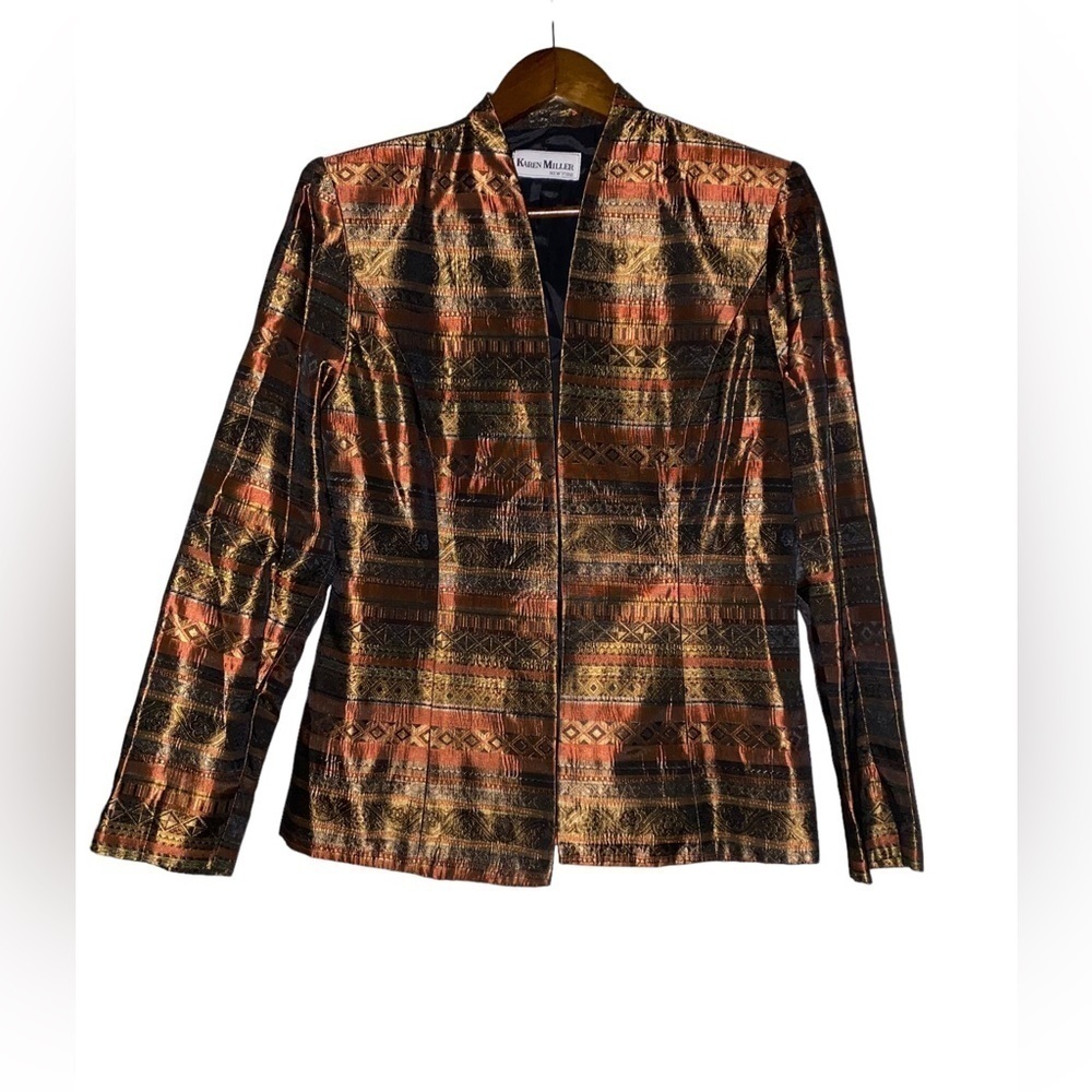 Karen Miller Brocade VintageSatin Jacket Old Luxury Women 10 Art To Wear Artsy